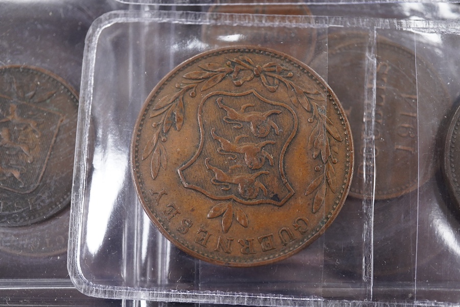 British dependencies - Guernsey and Jersey AE coins, William IV to Elizabeth II